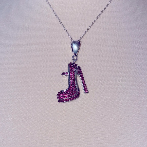 FabulouslyFitted | Bling Rhinestone Shoe Pendant Necklace - Picture 2 of 7
